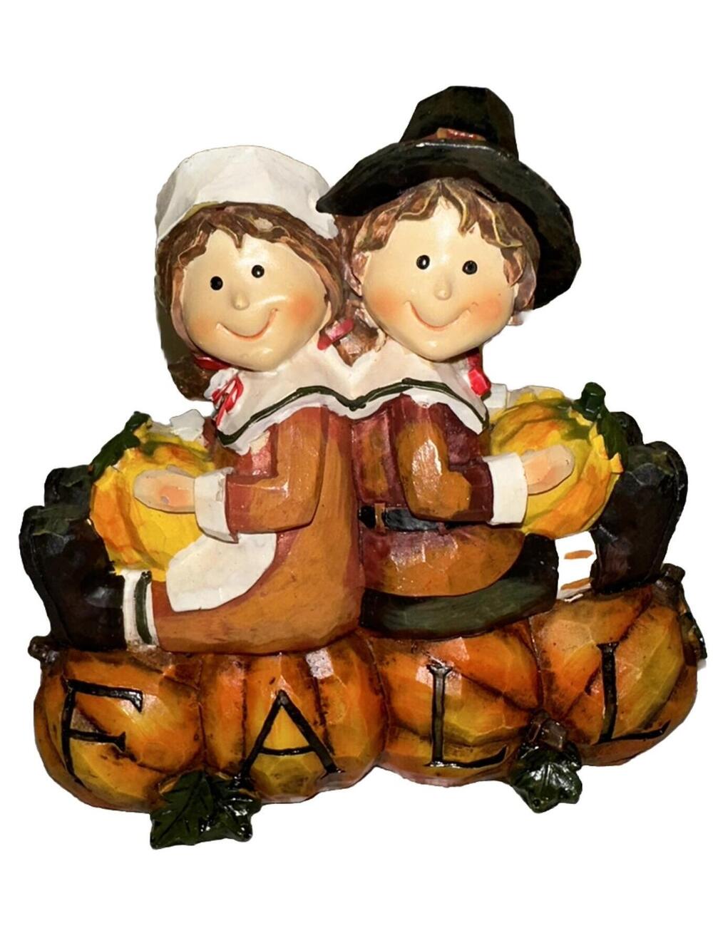 Pilgrim Hat Turkey Sculpture Figurines Pumpkins Thanksgiving Fall Decor NEW!